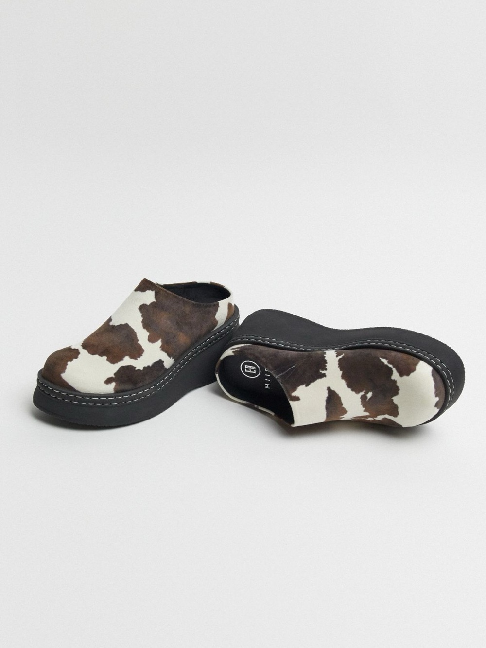 Miista Cow Print Faux Suede Platform Clogs - Picture 5 of 9